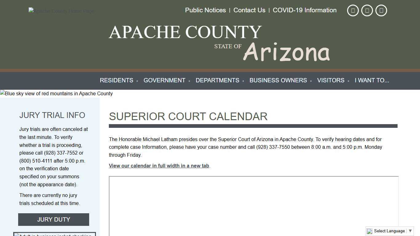 Apache County - Superior Court Calendar