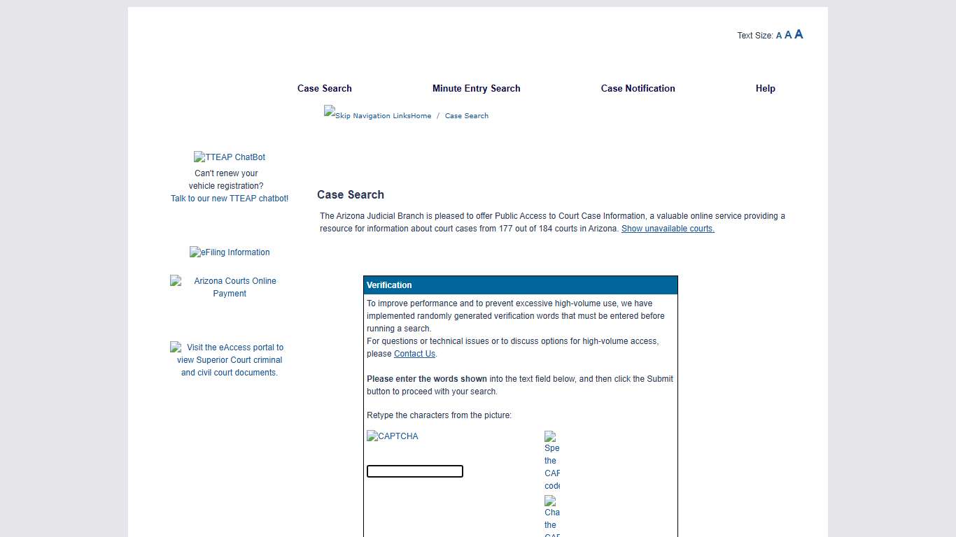 Public Access Case Lookup
